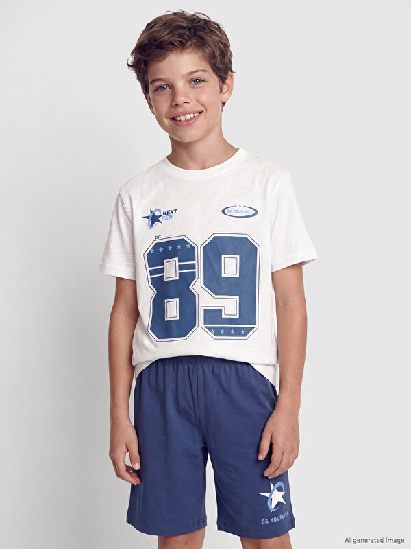 LCW Kids Crew Neck Boys' Short Pyjamas Set