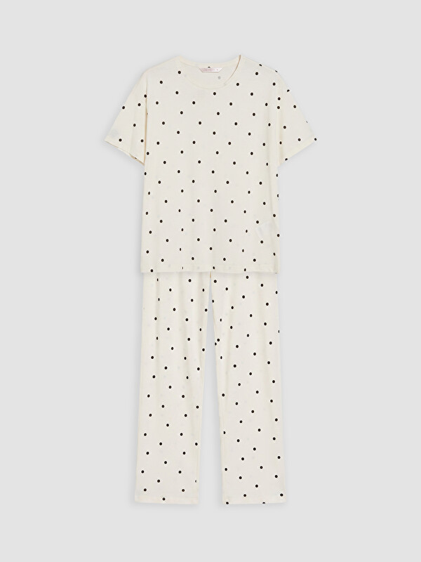 LCW DREAM Bisiklet Yaka Puantiyeli Kadın Pijama Takımı
