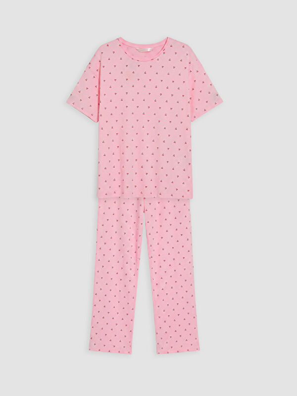 LCW DREAM Bisiklet Yaka Kiraz Baskılı Kadın Pijama Takımı