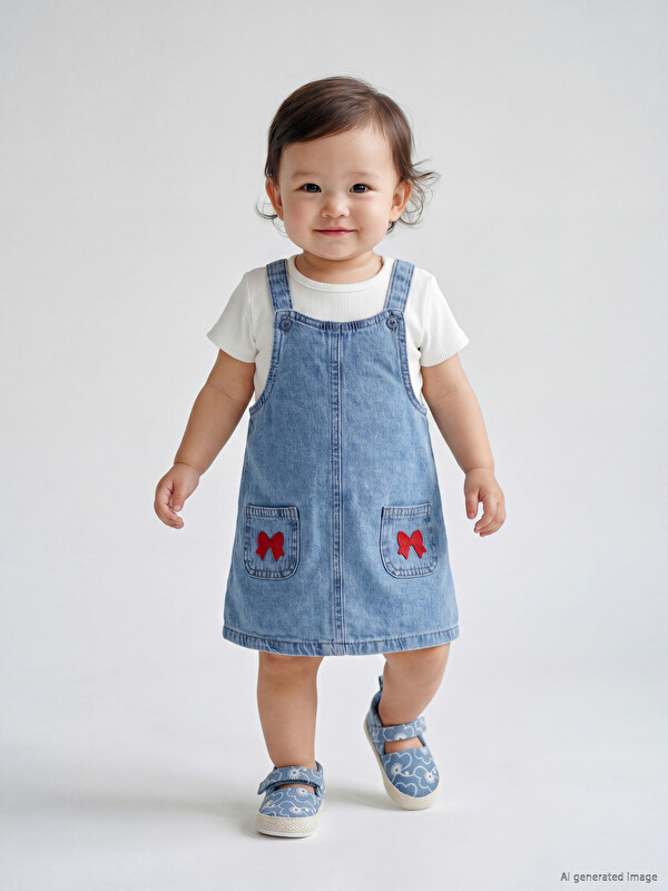 LCW baby Bowed Baby Girls' Dungaree Dress