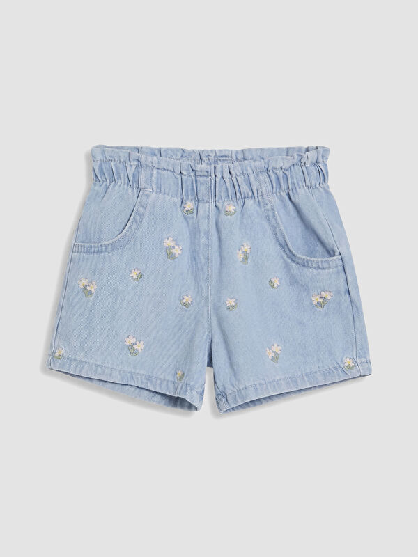 LCW baby Çiçekli Kız Bebek Jean Şort