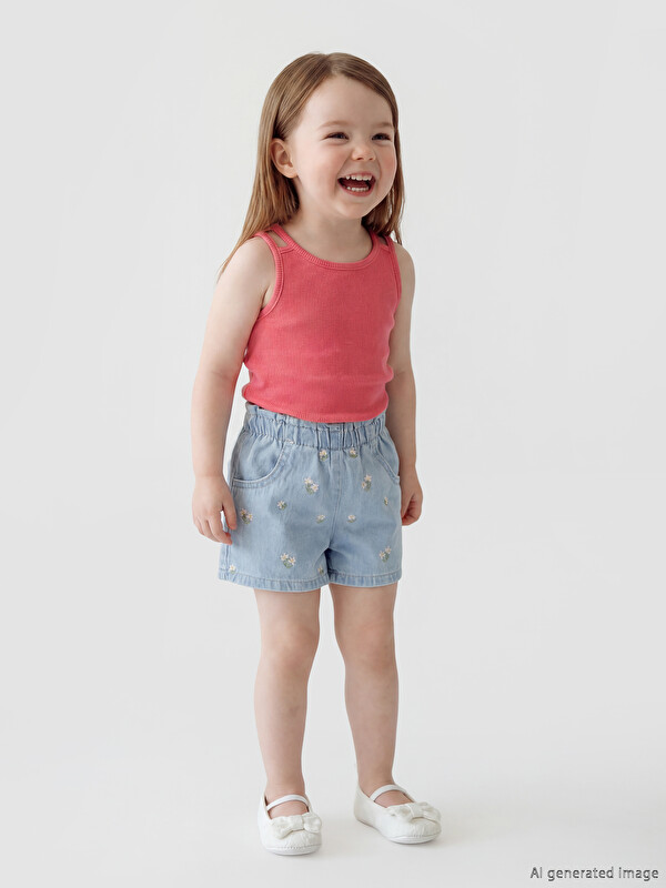 LCW baby Floral Baby Girls' Jean Shorts