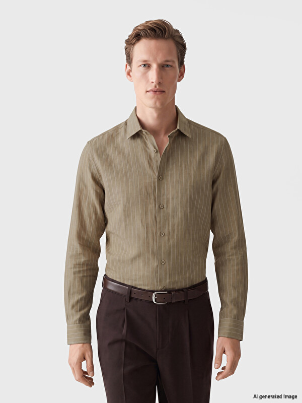 SOUTHBLUE Regular Fit %100 Keten Erkek Gömlek