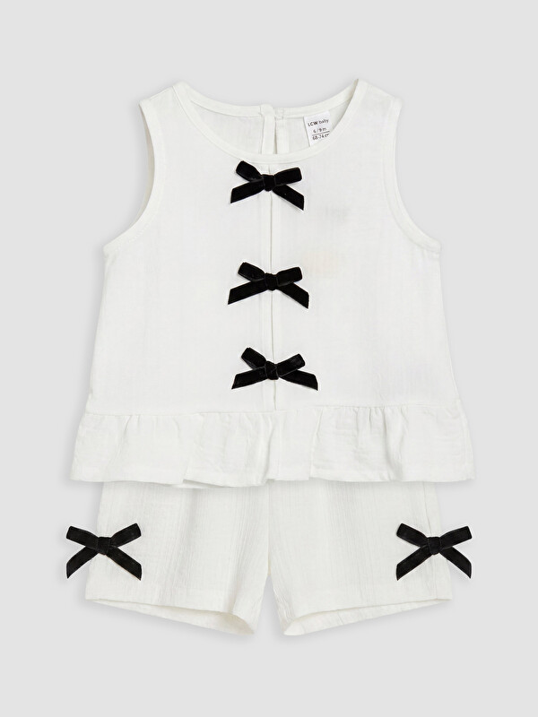 LCW baby Fiyonk Detaylı Kız Bebek Takım