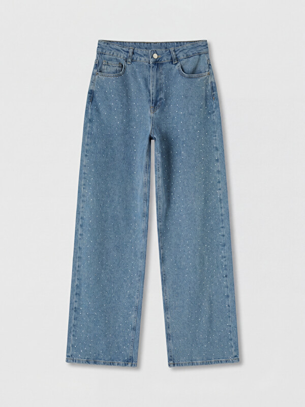 LCW Modest Taşlı Wideleg Kadın Jean Pantolon