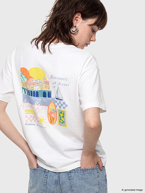 XSIDE Tricou Basic cu Tweety imprimat pentru femei cu guler rotund