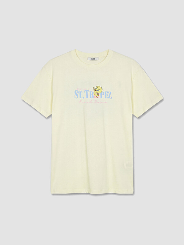 XSIDE Bisiklet Yaka Tweety Baskılı Kadın Tişört