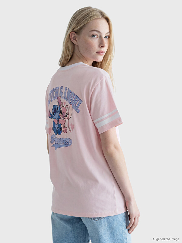 XSIDE Stitch Baskılı %100 Pamuklu Oversize Kadın Tişört