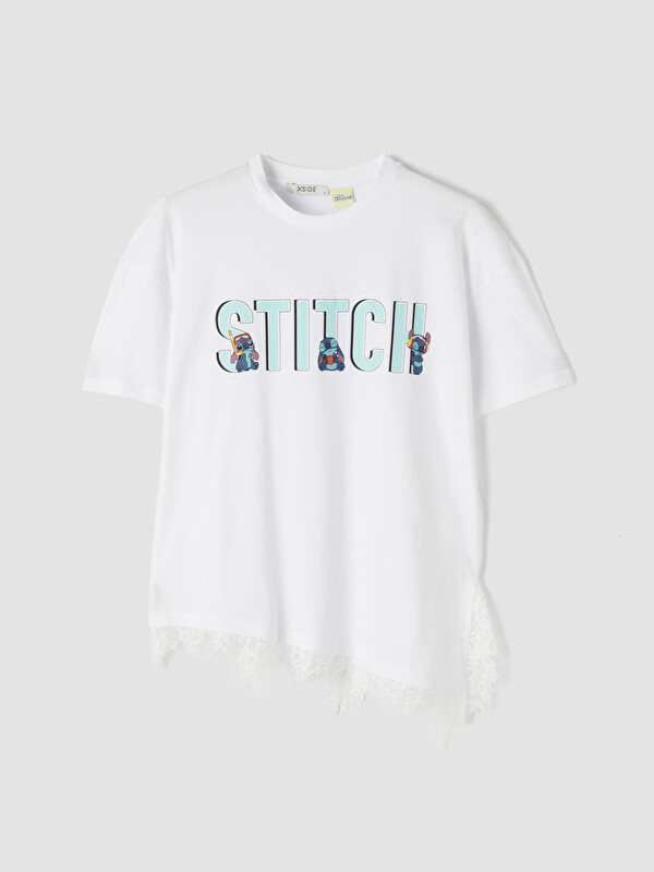 XSIDE Stitch Baskılı %100 Pamuklu Kadın Tişört