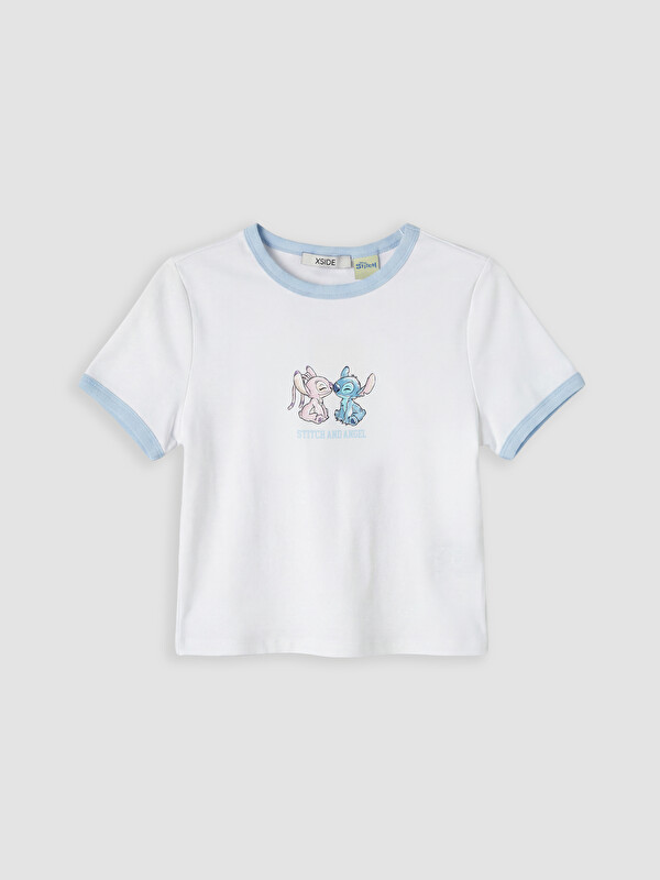 XSIDE Bisiklet Yaka Stitch ve Angel Baskılı Kadın Tişört