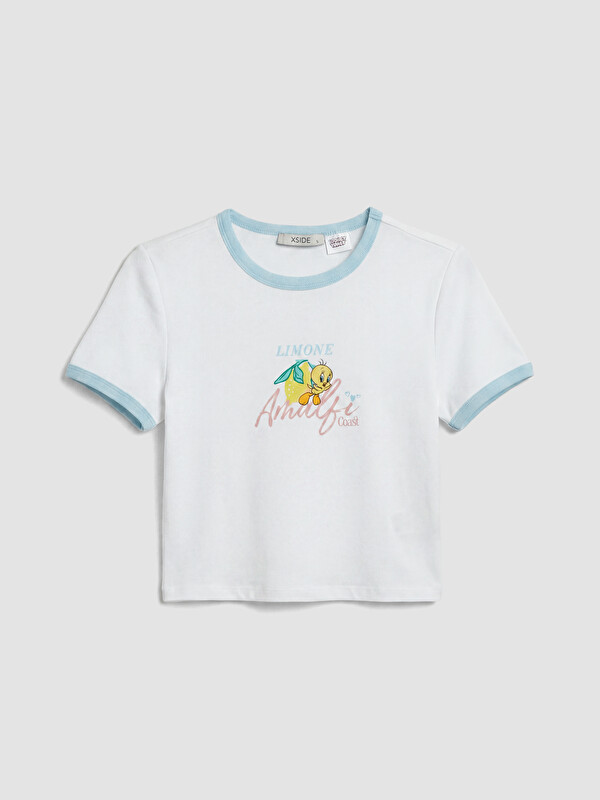 XSIDE Bisiklet Yaka Tweety Baskılı Kadın Crop