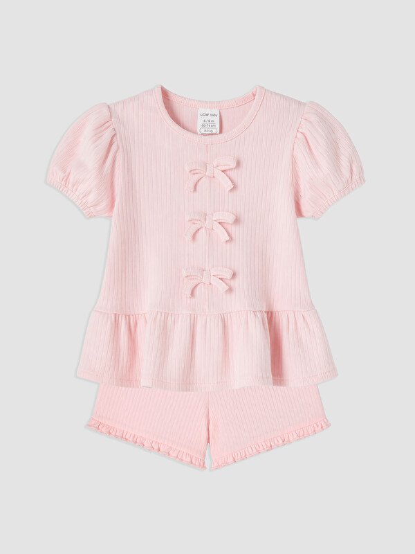 LCW baby Fiyonk Detaylı Kız Bebek Takım