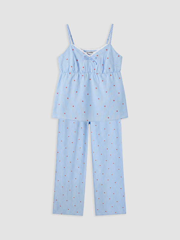 LCW DREAM İp Askılı Çizgili Kalp Desenli Kadın Pijama Takımı