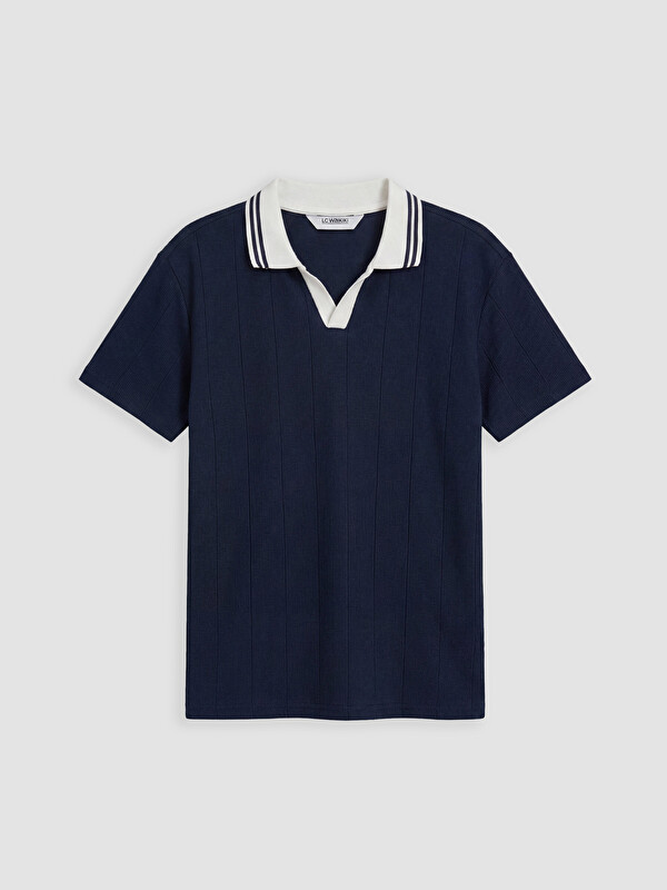 LCW Kids Polo Yaka Kendinden Çizgili Erkek Çocuk Tişört
