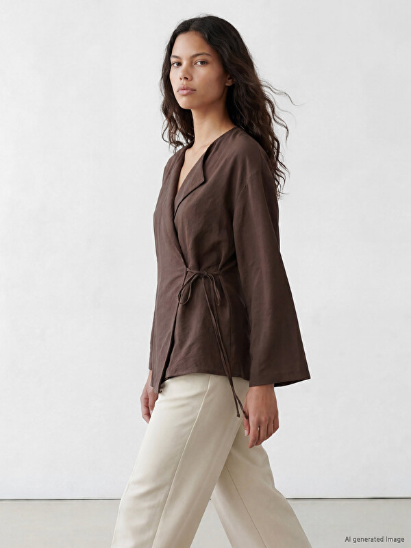 LCW Modest V Yaka Modal Karışımlı Kadın Kimono