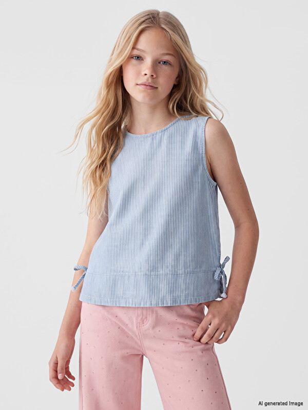LCW Kids Striped Girls' Jean Blouse