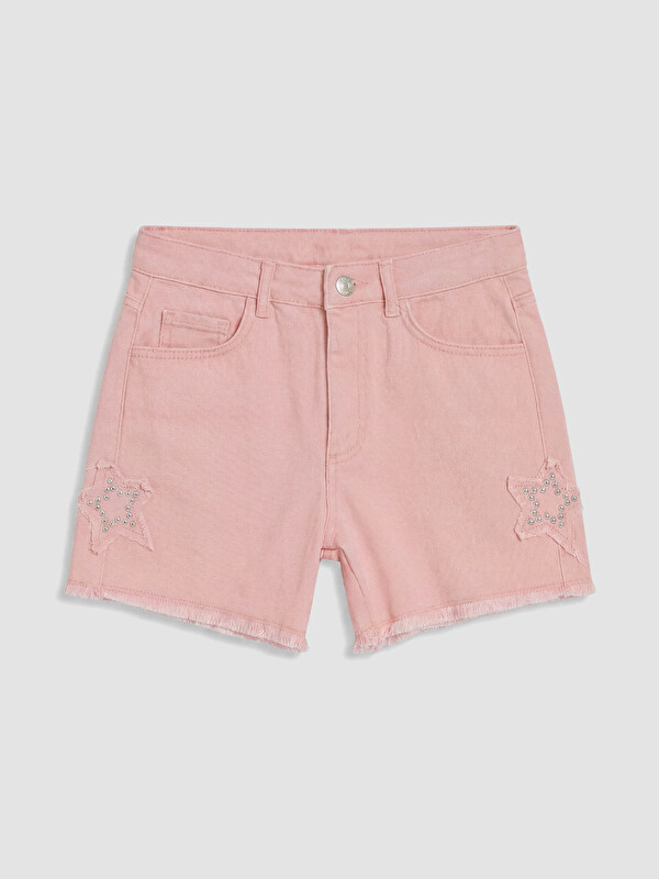 LCW Kids Taş İşlemeli Kız Çocuk Jean Şort