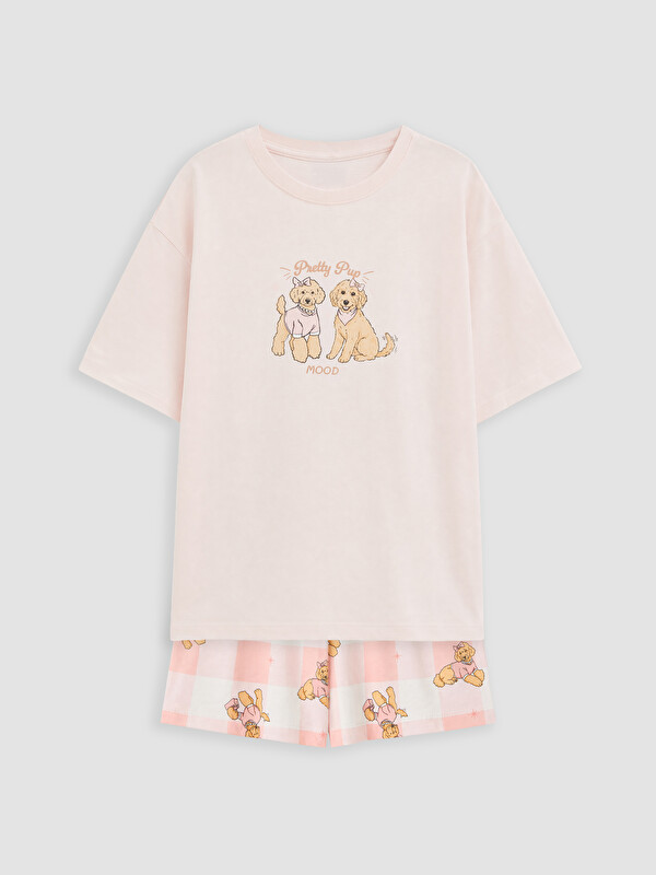 LCW Kids Baskılı Kız Çocuk Şortlu Pijama Takımı
