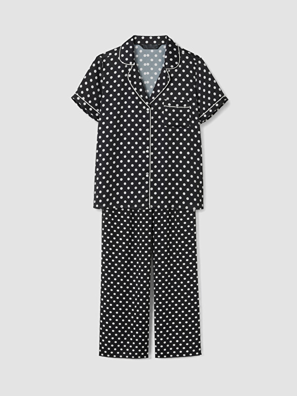 LCW DREAM Gömlek Yaka Puantiyeli Kadın Pijama Takımı