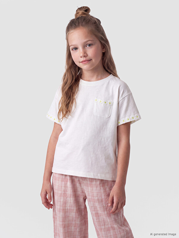 LCW Kids Vezena majica okruglog izreza za djevojčice