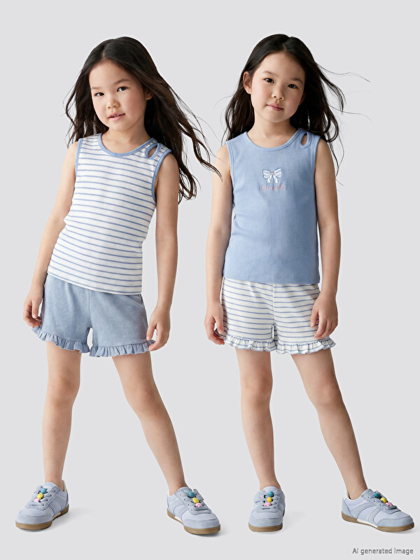LCW Kids Striped Girls' Shorts 2 Pack
