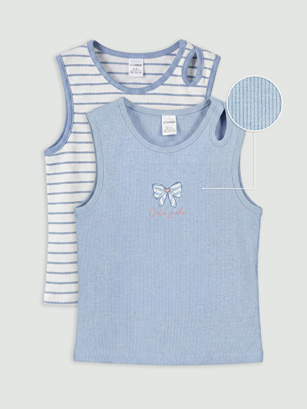 LCW Kids Nakışlı Kız Çocuk Fitilli Atlet 2'li