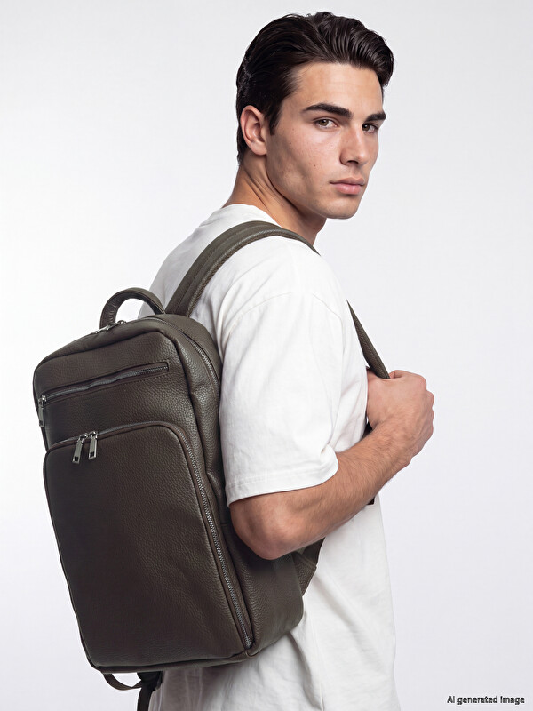 LCW ACCESSORIES Faux Leather Men's Backpack