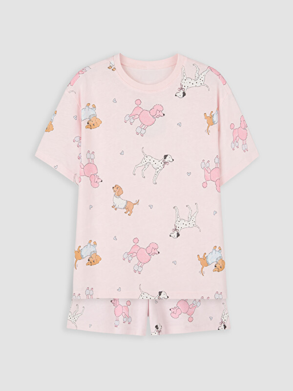 LCW Kids Desenli Kız Çocuk Şortlu Pijama Takımı