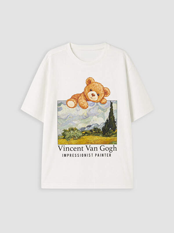 LCW Kids Van Gogh Baskılı Kız Çocuk Tişört