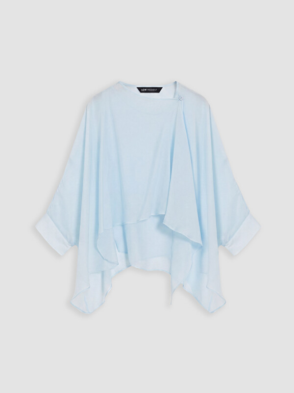 LCW Modest Bisiklet Yaka Fırfırlı Asimetrik Kesim Bluz