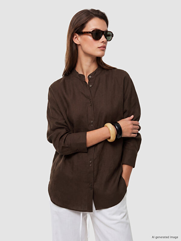 LCW Modest Hakim Yaka Oversize Kadın Gömlek Tunik