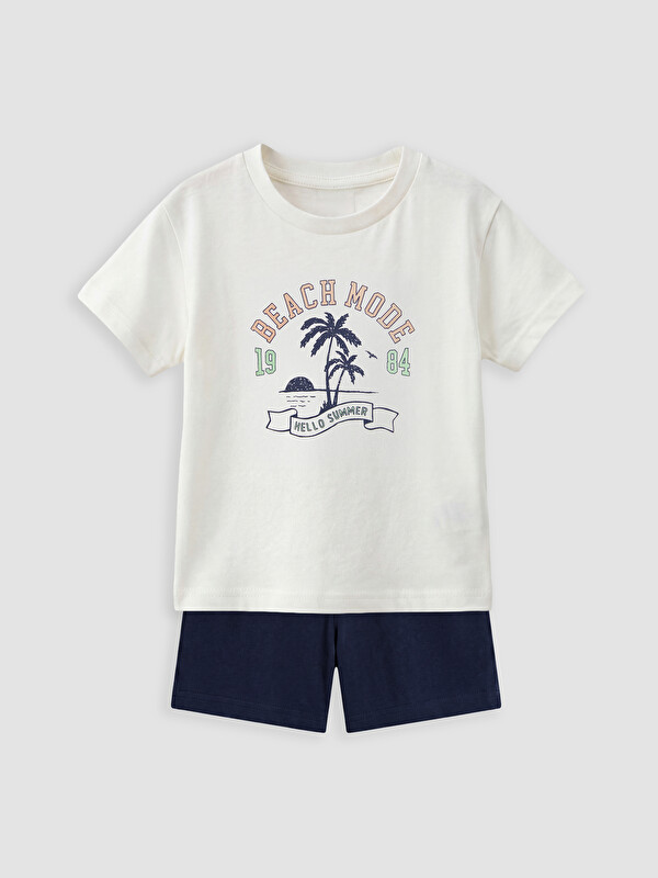 LCW baby Printed Baby Boys' T-Shirt and Shorts Set