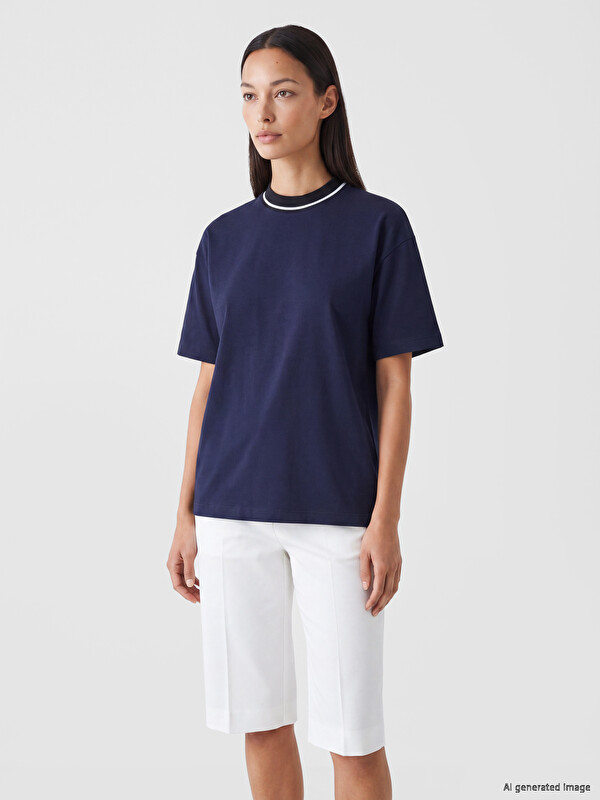 LCW Modest Bisiklet Yaka Soft Touch Kadın Tişört