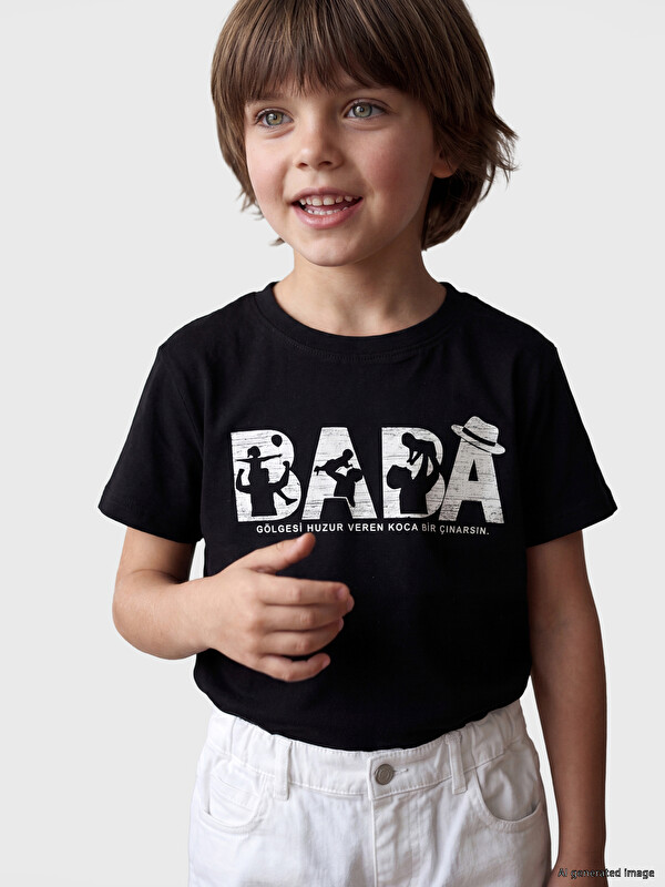LCW Kids Bisiklet Yaka Baskılı Erkek Çocuk Tişört