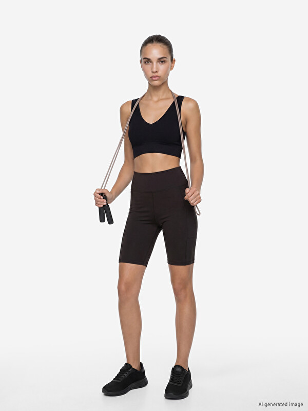 KOOR SPORT Beli Lastikli Kadın Spor Şort Tayt