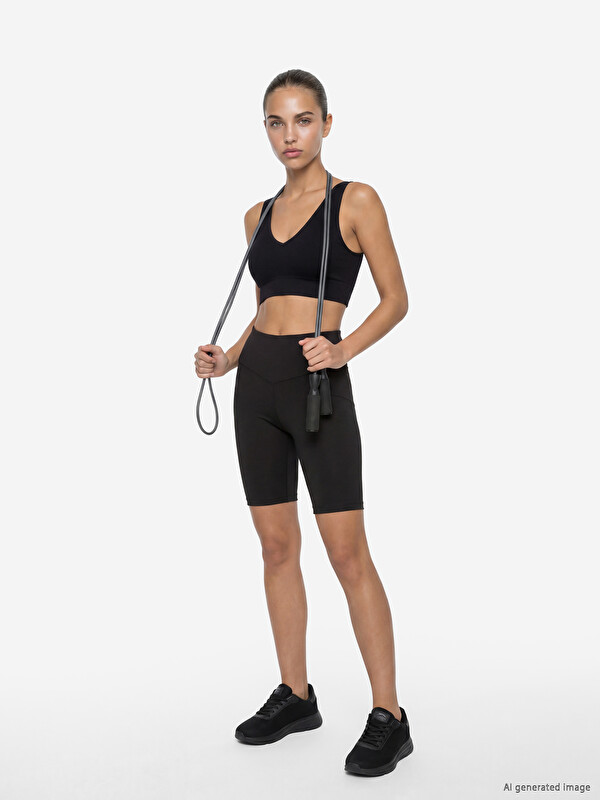 KOOR SPORT Beli Lastikli Kadın Spor Şort Tayt
