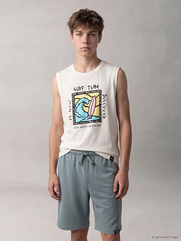 LCW Kids Crew Neck Printed Boys' Tank Top