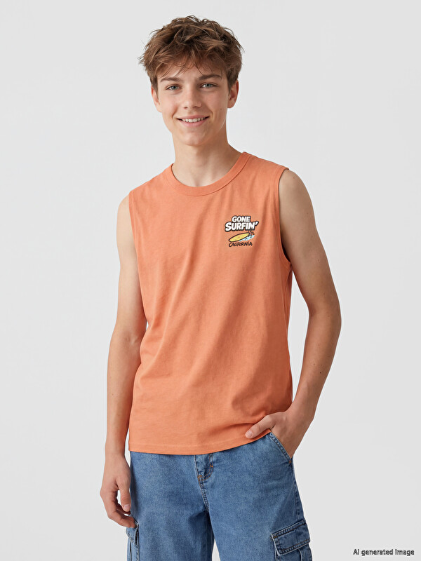 LCW Kids Crew Neck Printed Boys' Tank Top
