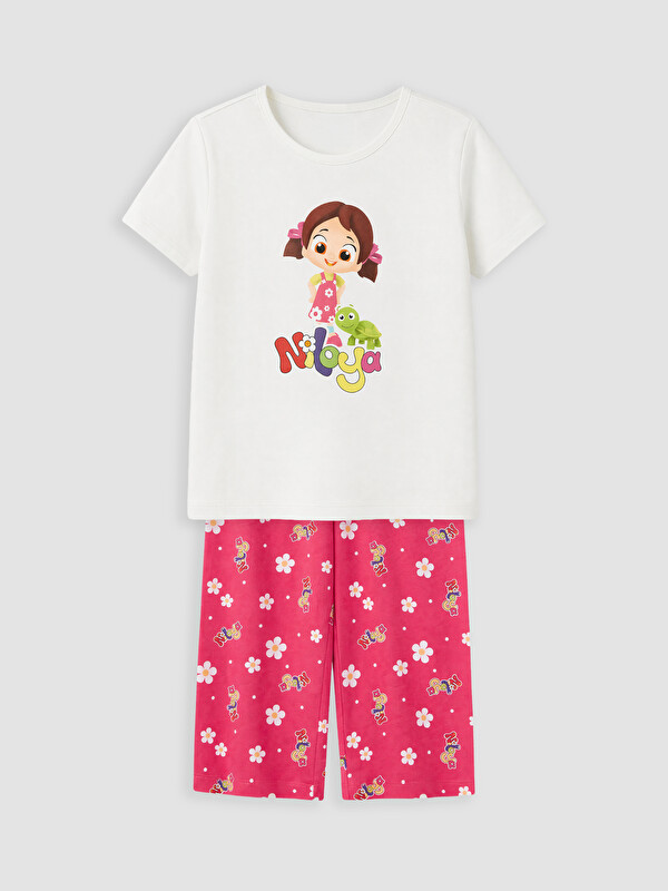 LCW Kids Niloya Baskılı Kız Çocuk Şortlu Pijama Takımı