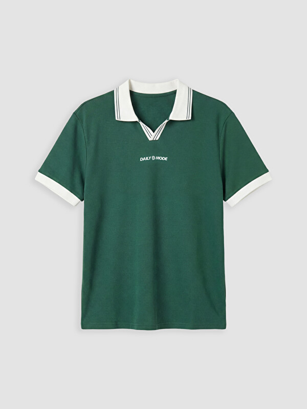 XSIDE Polo Yaka Nakışlı Erkek Tişört