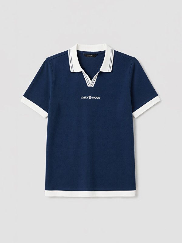 XSIDE Polo Yaka Nakışlı Erkek Tişört
