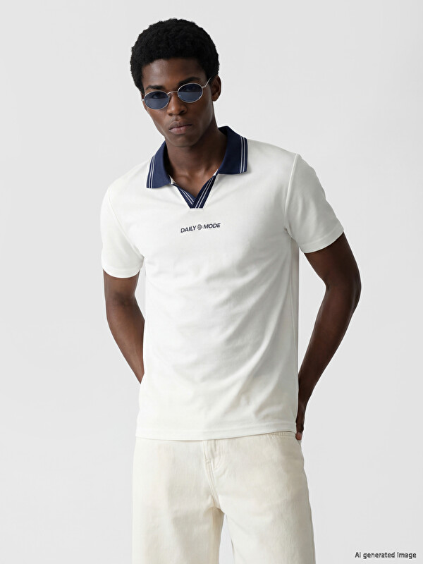 XSIDE Polo Yaka Nakışlı Erkek Tişört