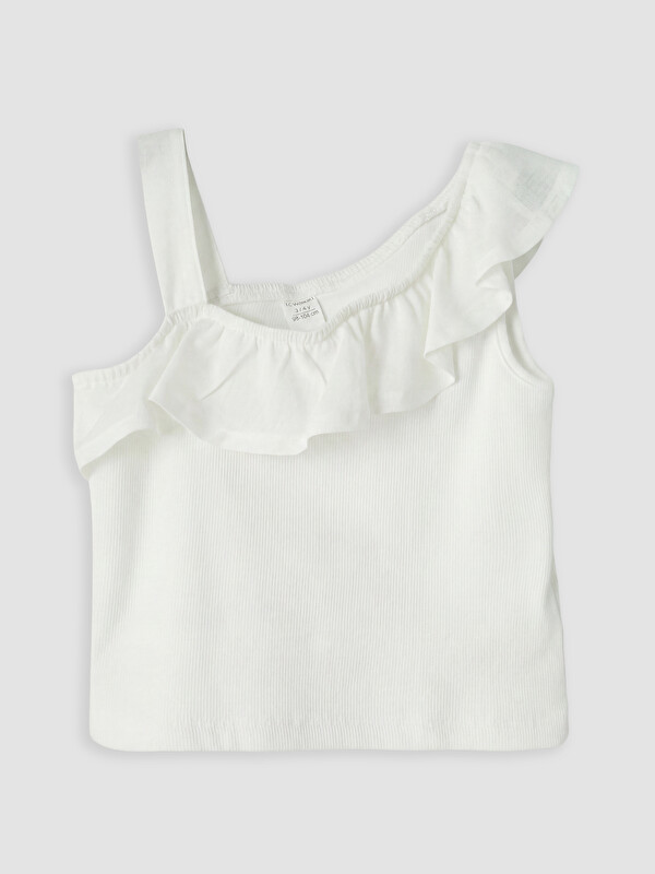 LCW Kids Asymmetric Neck Ruffled Girls' Tank Top