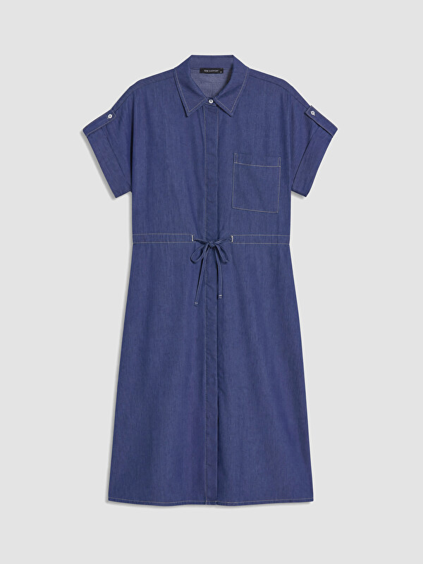 LCW EVERYDAY Gömlek Yaka Beli Bağcıklı Jean Elbise