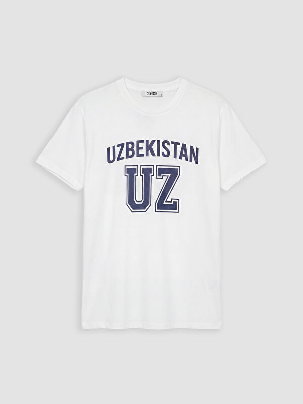 XSIDE Bisiklet Yaka Özbekistan Baskılı Kadın Tişört