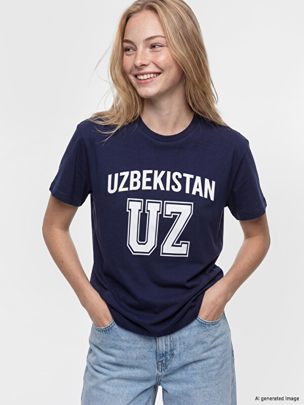 XSIDE Ženska majica sa okruglim izrezom i printom Uzbekistan