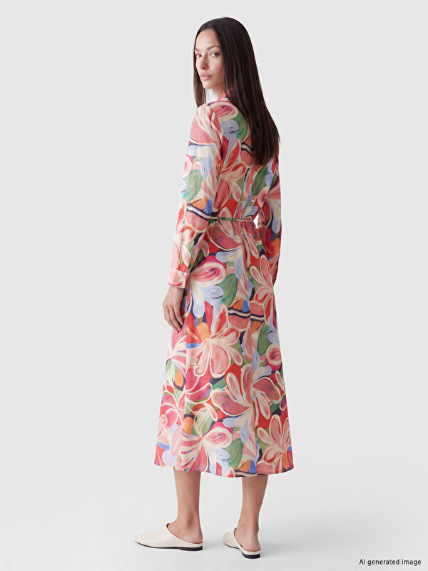 LCW STUDIO Floral Sash Shirt Dress
