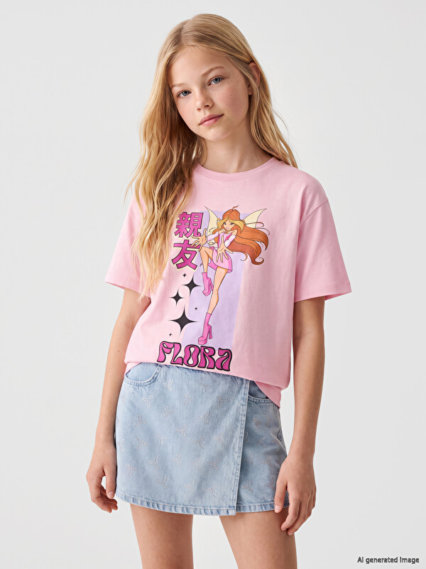 LCW Kids Crew Neck Winx Club Printed Girls' T-Shirt