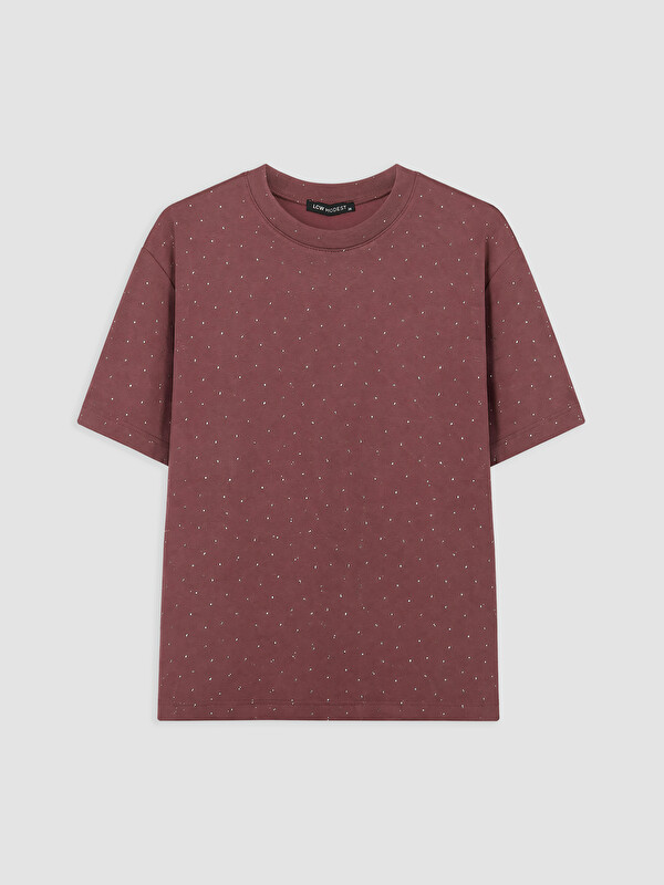 LCW Modest Taşlı Oversize Soft Touch Kadın Tişört