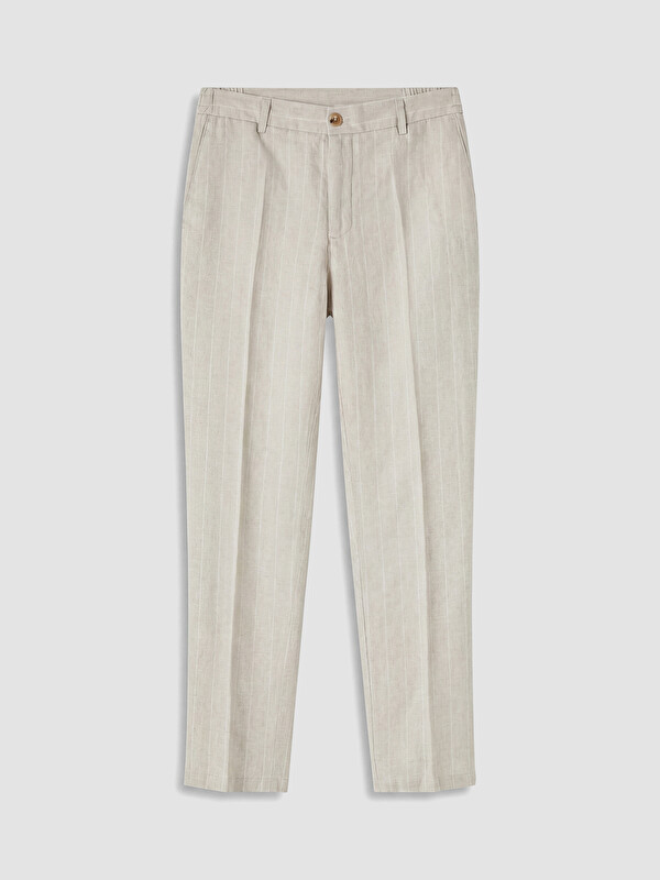 SOUTHBLUE Regular Fit %100 Keten Çizgili Erkek Pantolon